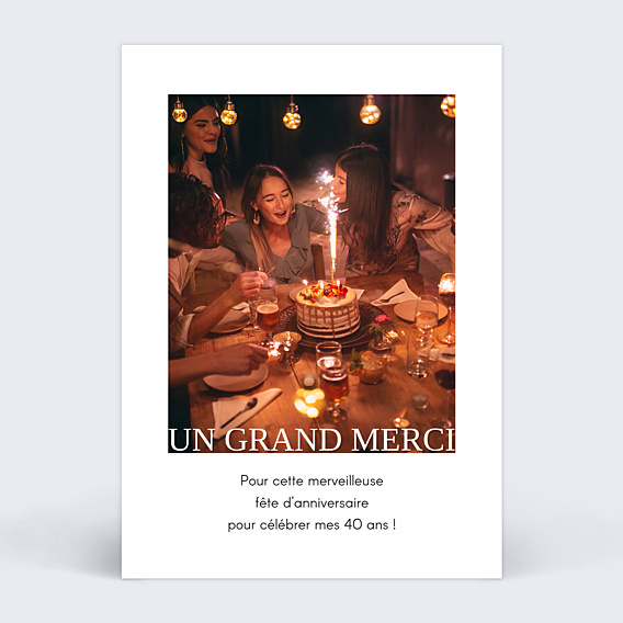 Remerciements Anniversaire Typographie Cadre