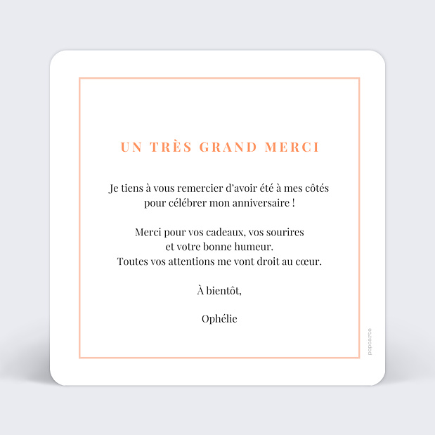 Carte Remerciement Anniversaire Joli Filet Verso