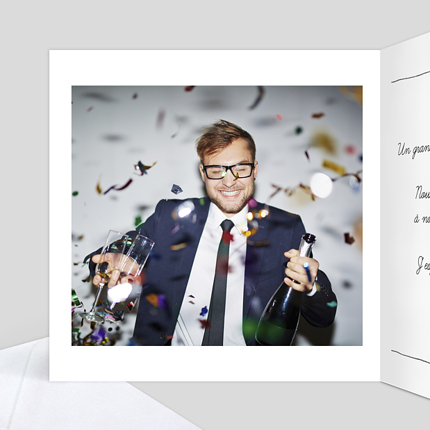 Carte de remerciement d'anniversaire trait de crayon Intérieur Gauche