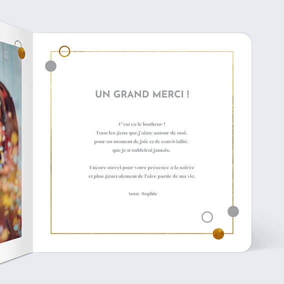 Carte remerciement anniversaire C'est la Fête Intérieur Droit