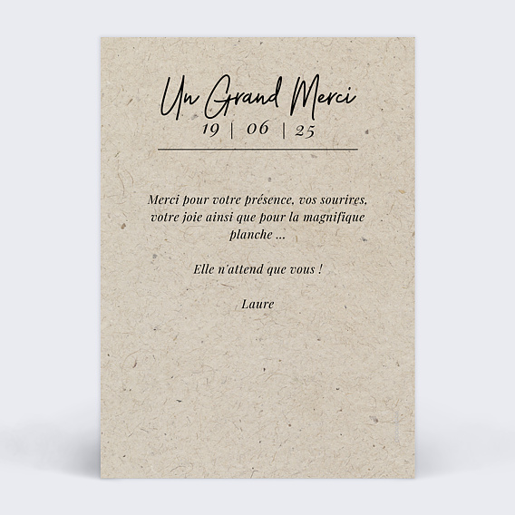 Carte remerciement anniversaire Esprit Chiné II Verso
