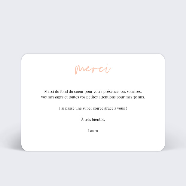 Carte Remerciement Anniversaire A la Main Verso