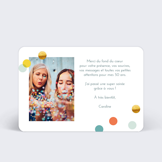 Remerciement Anniversaire Confettis Chic Popcarte