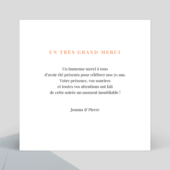 Carte remerciement anniversaire Simplicité Verso