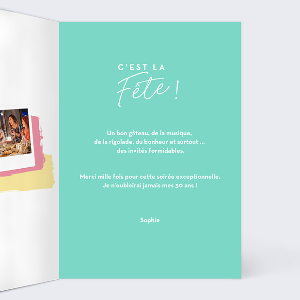 Carte de Remerciement Anniversaire Birthday Cake Intérieur Droit