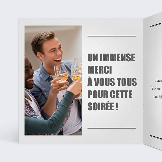 Carte remerciement anniversaire Journal Intérieur Gauche