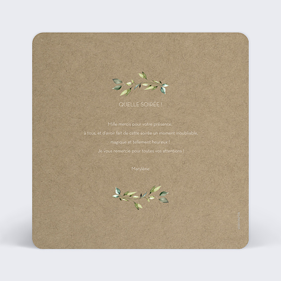 Remerciements Anniversaire Couronne de Feuilles