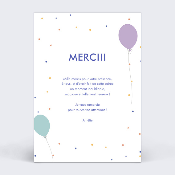Carte remerciement anniversaire Anniversaire Surprise Verso