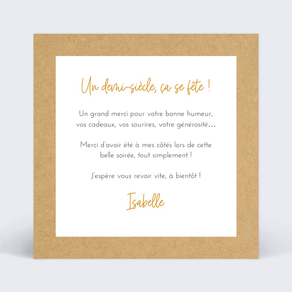 Carte remerciement anniversaire Fanions Bucoliques Verso