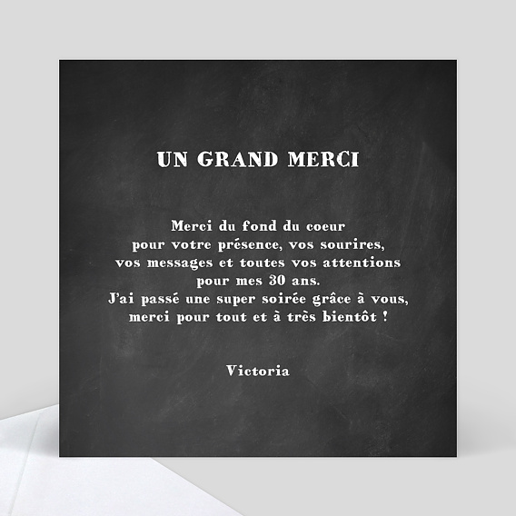 Carte remerciement anniversaire Gâteau d'Anniversaire Verso