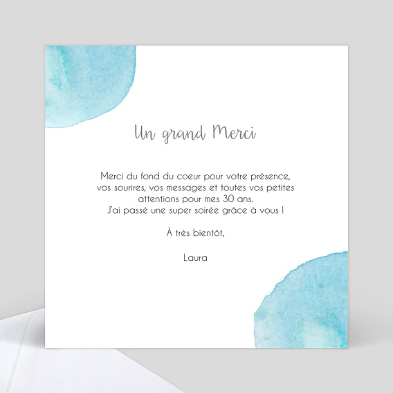 Carte remerciement anniversaire Goutte d'Eau Verso