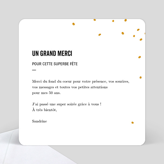 Carte remerciement anniversaire Nuit Étoilée Verso