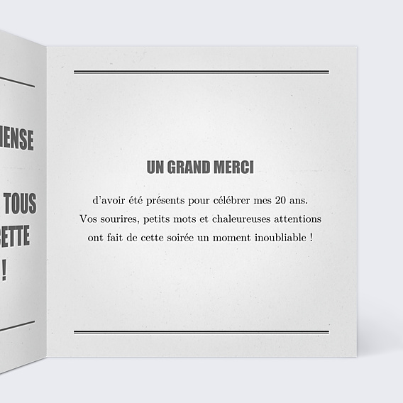 Remerciements Anniversaire Journal