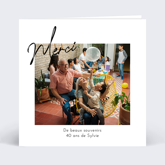 Carte remerciement anniversaire Trait de Crayon
