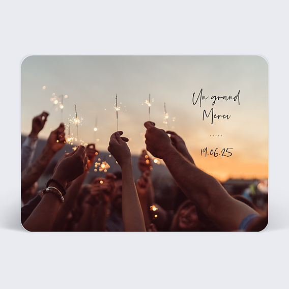 Carte remerciement anniversaire Typographie (dos photo)