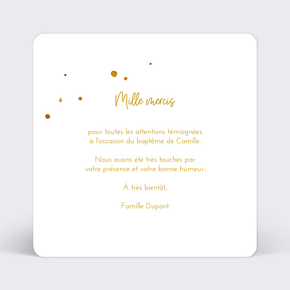 Remerciements Baptême Golden dots