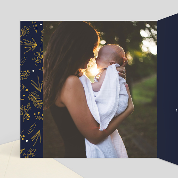 Carte remerciement baptême Champêtre Intérieur Gauche