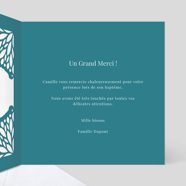 Carte de remerciement baptême Mosaïque Intérieur Droit