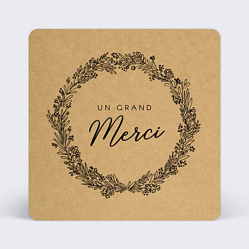 Carte remerciement baptme Couronne de gramines