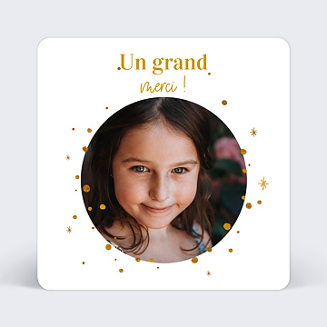 Carte remerciement baptme Golden dots