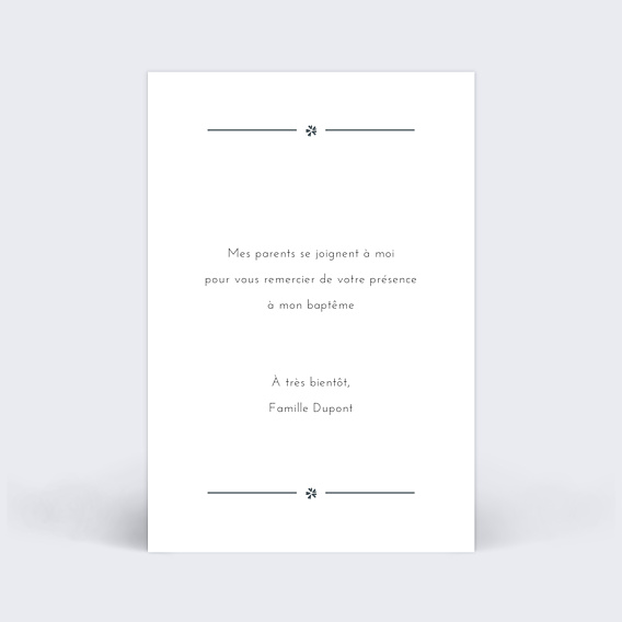 Remerciements Baptême Cadre chic photo Simple