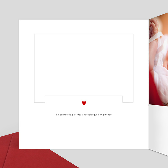 Carte remerciement baptême Découpe Love Letter Intérieur Gauche