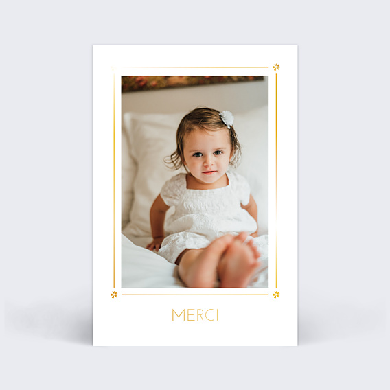 Remerciements Baptême Cadre chic photo Simple