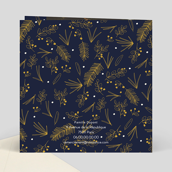 Carte remerciement baptême Champêtre Verso