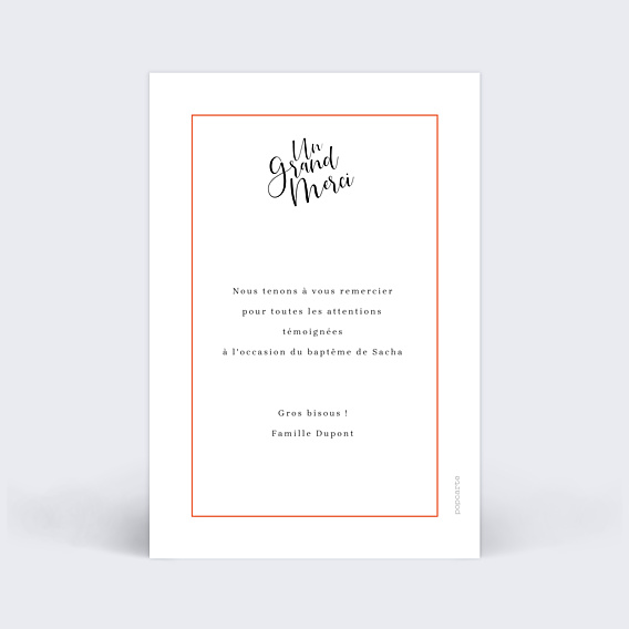 Remerciements Baptême Cadre Typographique