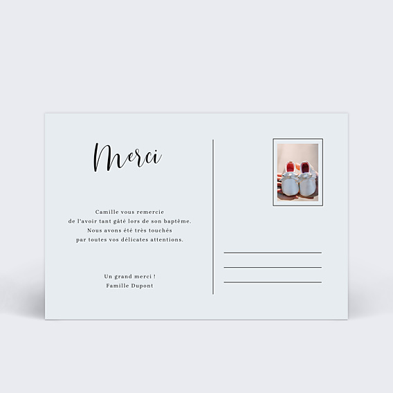 Remerciements Baptême Carte Chic