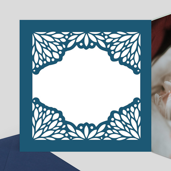 Carte remerciement baptême Découpe Dentelle Intérieur Gauche