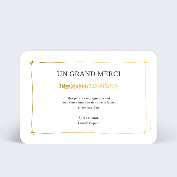 Remerciements Baptême Jolies feuilles