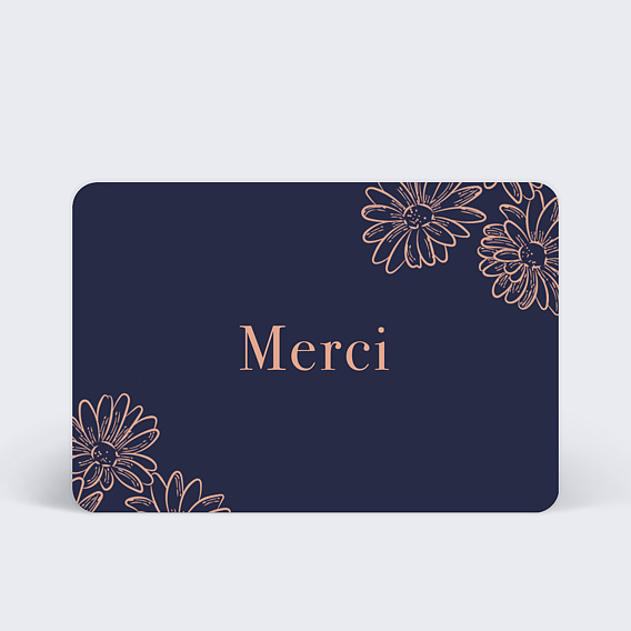 Carte remerciement décès Merci Floral