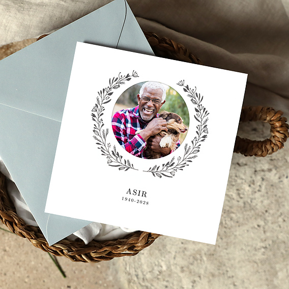 Carte remerciement décès Découpe Couronnée Après 1