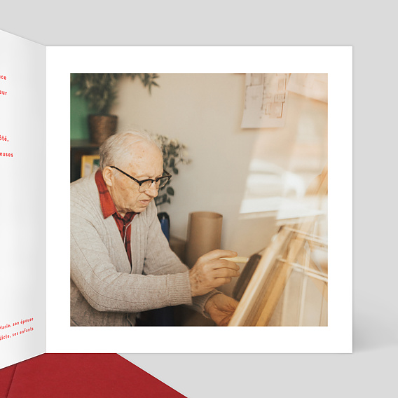 Carte remerciement décès Découpe Coeur Intérieur Droit