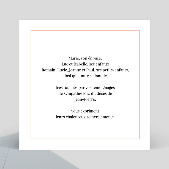 Carte remerciement décès Joli Filet Verso