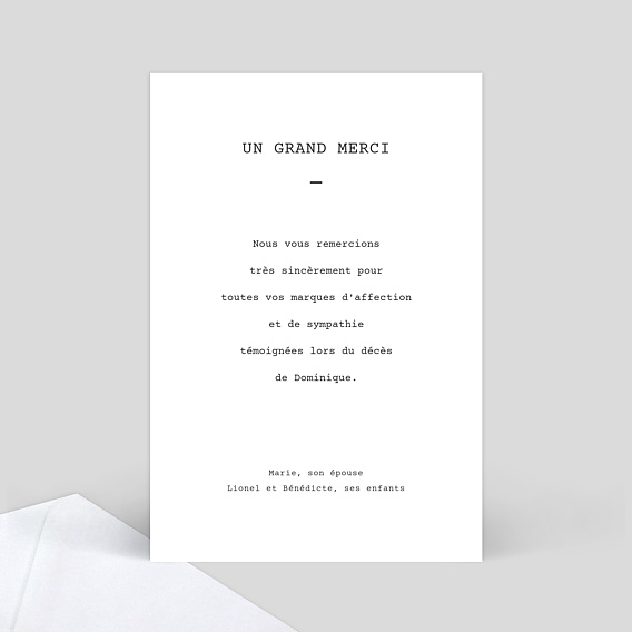 Carte remerciement décès Polaroid Simple Verso