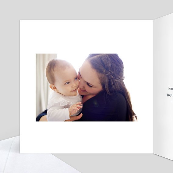 Carte remerciement décès Croix Fleurie Intérieur Gauche