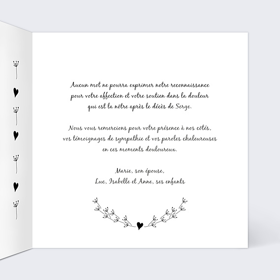 Remerciements Décès Coeur Bucolique Simple