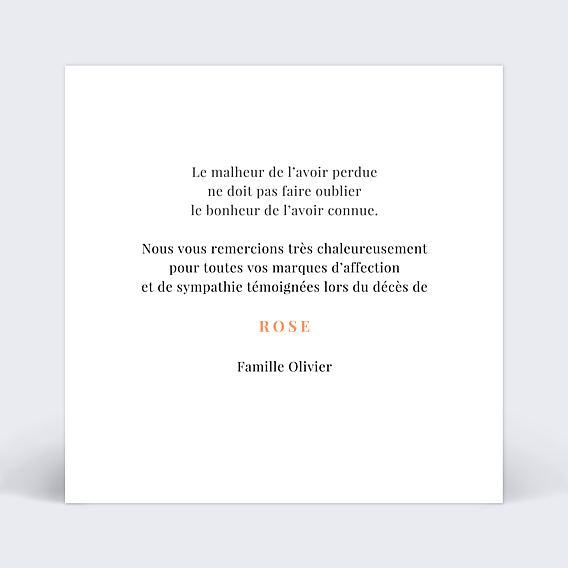 Remerciements Décès Simplicité