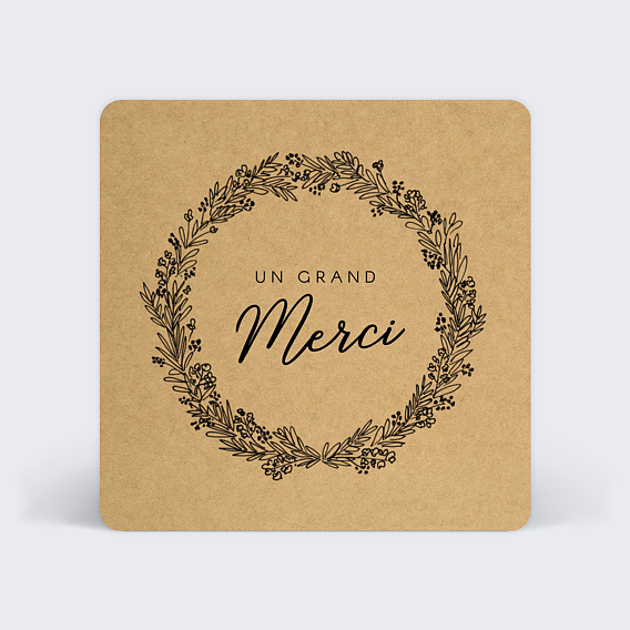 Carte remerciement décès Couronne de Graminées Recto