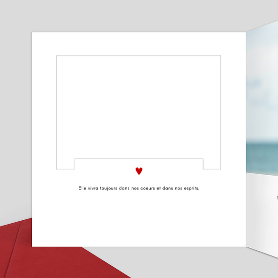 Carte remerciement décès Découpe Love Letter Intérieur Gauche