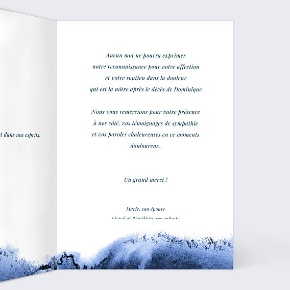 Carte remerciement décès Abîme Intérieur Droit