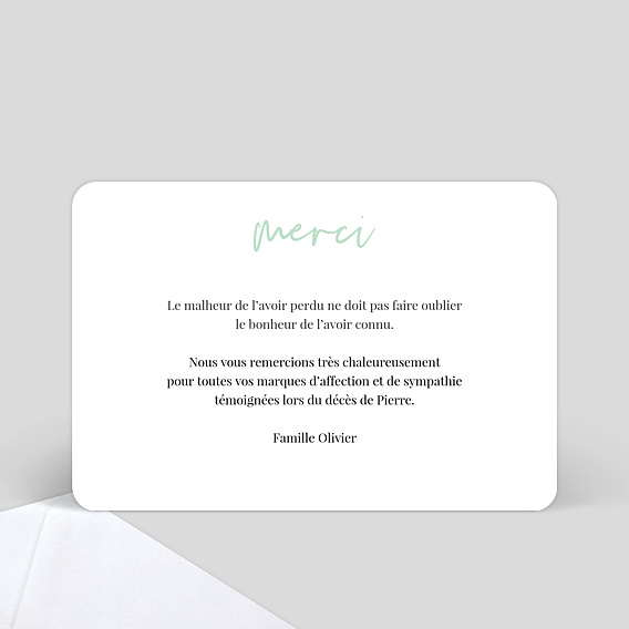 Carte remerciement décès Manuel Verso