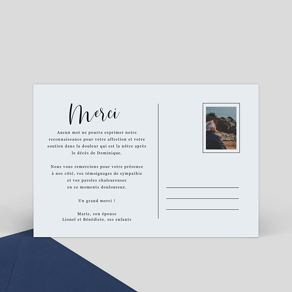Carte remerciement décès Carte Chic  Verso