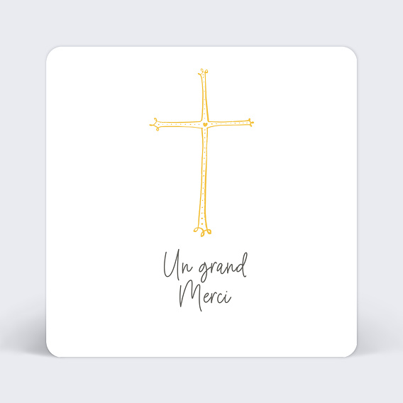 Carte remerciement décès Croix d'Or Recto