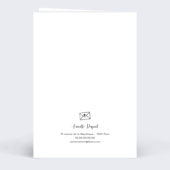 Carte remerciement décès Tempo Verso