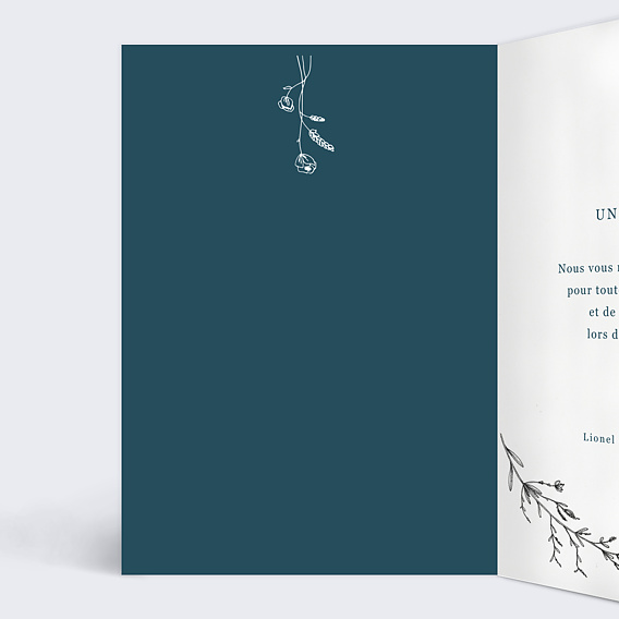 Carte remerciement décès Idylle Intérieur Gauche