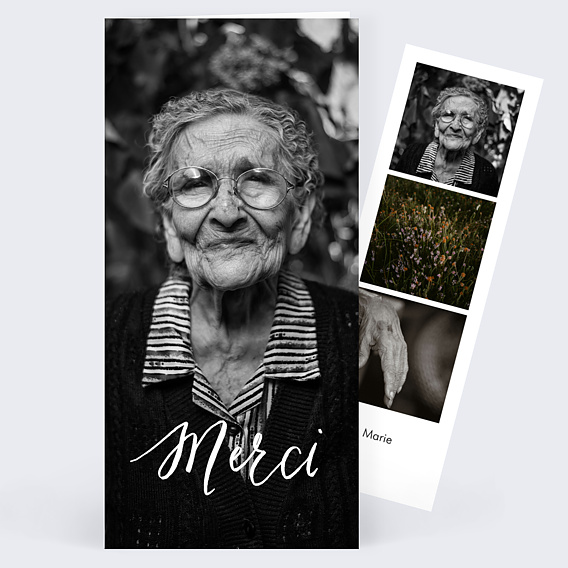 Carte remerciement décès Calligraphie