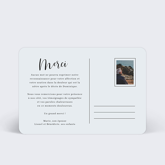 Remerciements Décès Carte Chic 